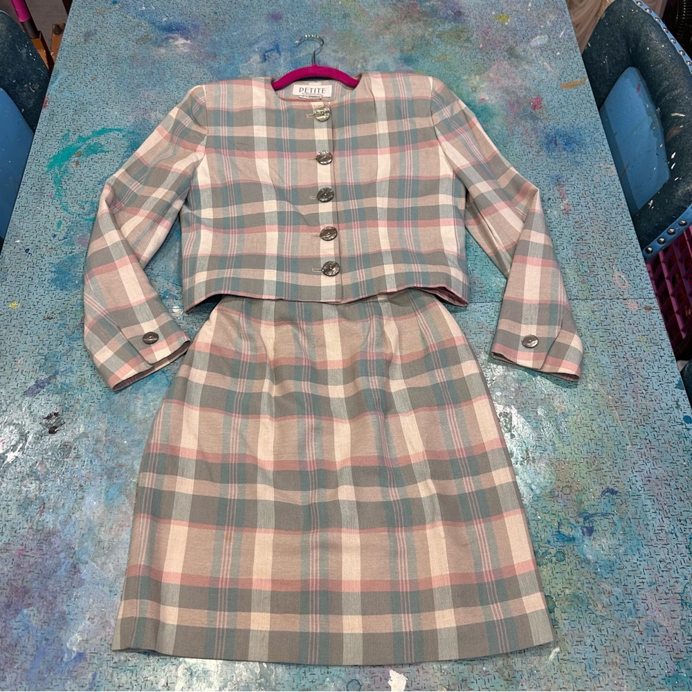 80s Pastel Plaid Suit